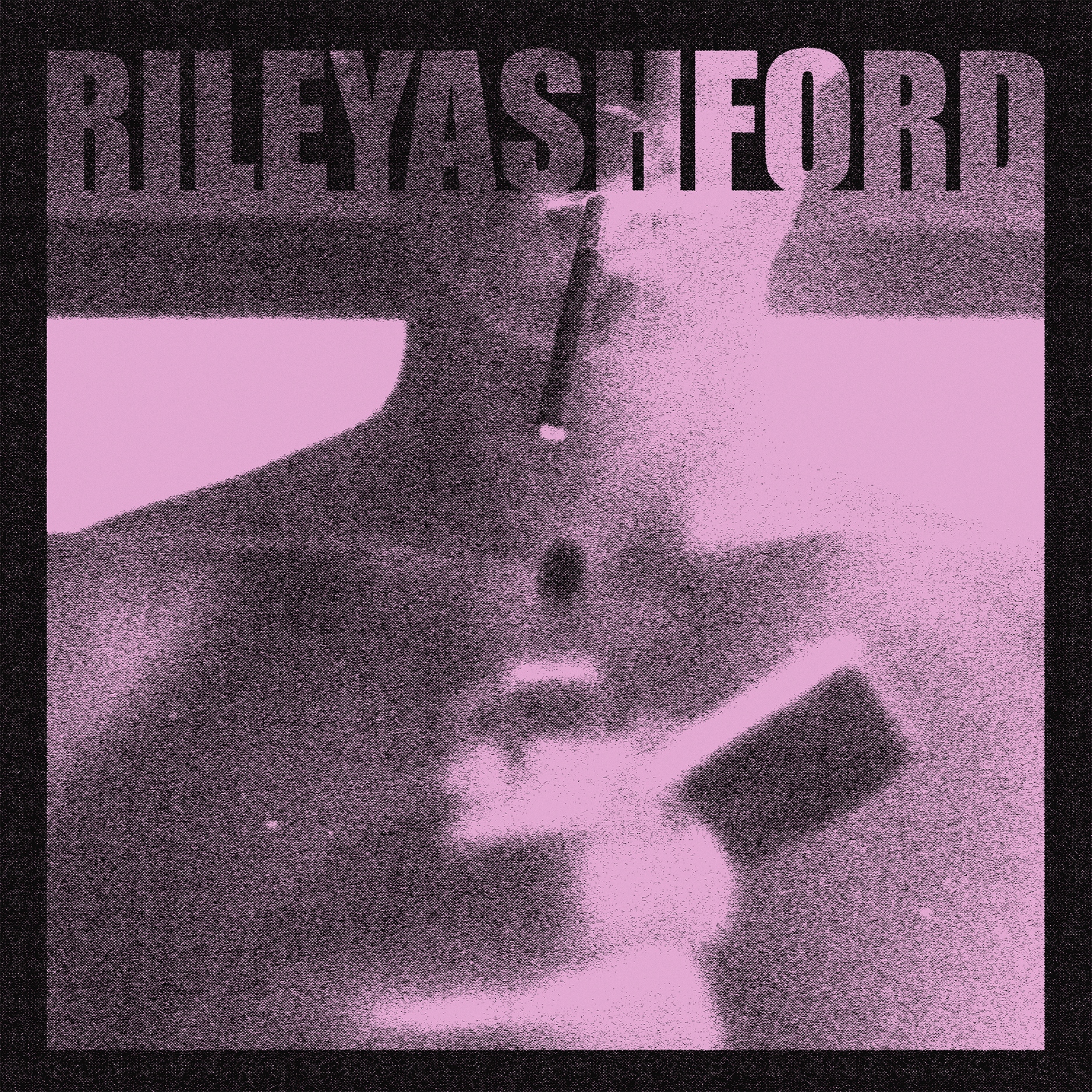 Album art concept for fictitious band: Riley Ashford. Raw pink and black design with man smoking.